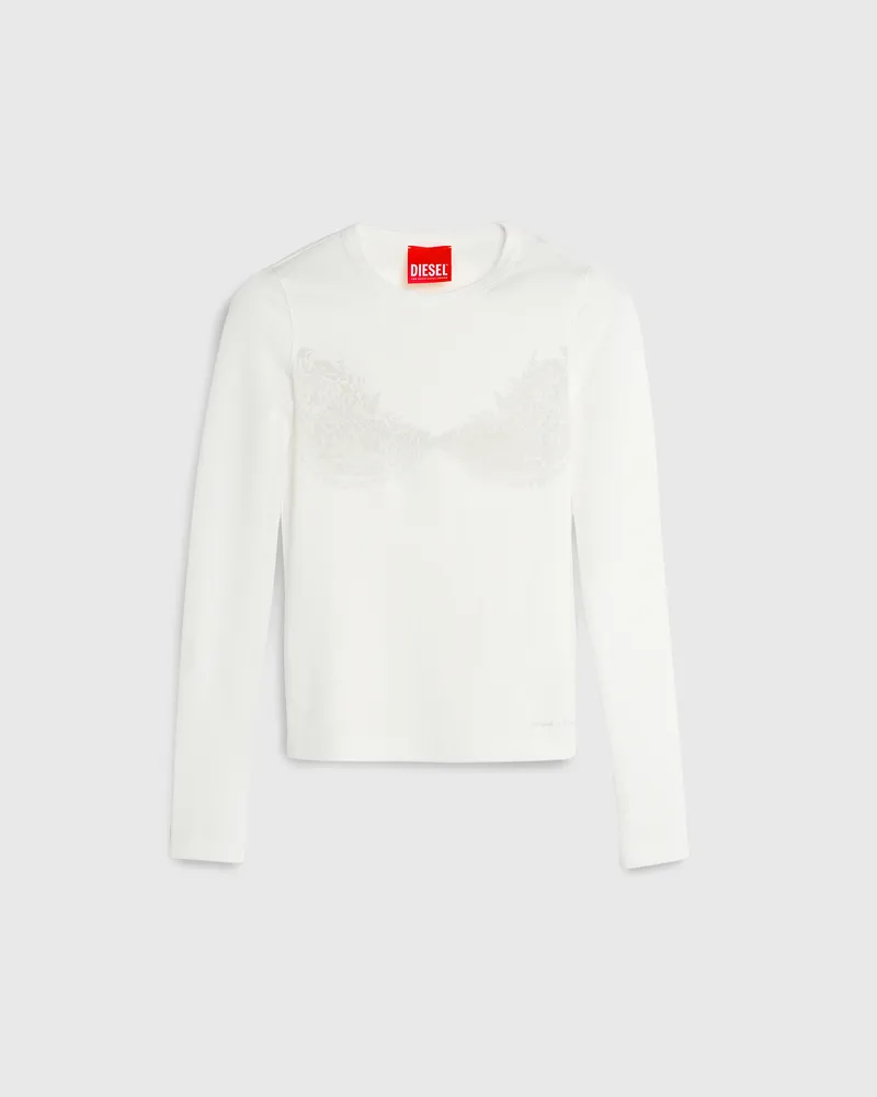 Diesel Top mit devoré-Spitze-Effekt - T-Shirts - Damen - Weiss Weiss
