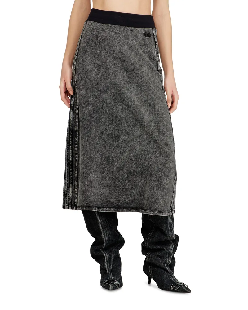 Diesel Fleece-Baumwollrock mit Seitenstreifen - Röcke - Damen - Grau Grau