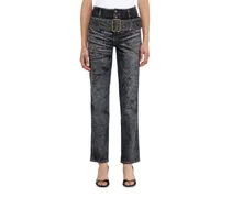 Slim Jeans High Waist D-Gorina, Schwarz/Dunkelgrau, Knopfverschluss