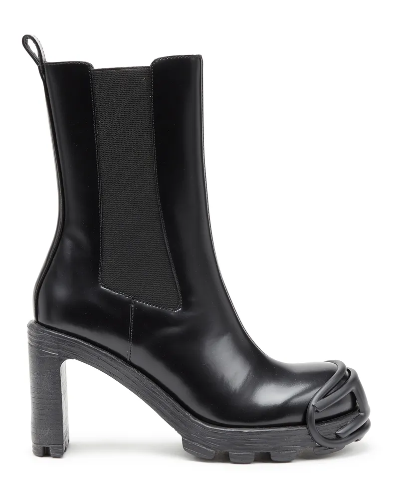Diesel D-Hammer-High-Heel-Stiefel mit Oval D-Plakette - Stiefel und Stiefeletten - Damen - Schwarz Schwarz