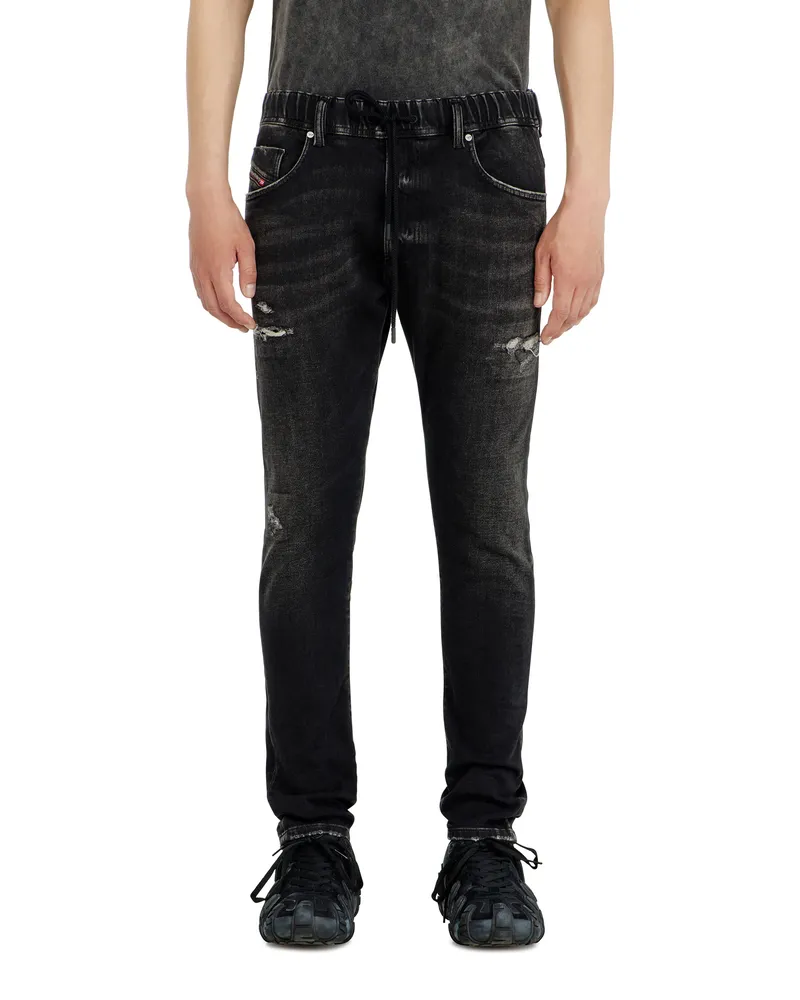 Diesel Regular Regular Waist 2030 D-Krooley Joggjeans, Schwarz/Dunkelgrau, Elastischer Bund Schwarz