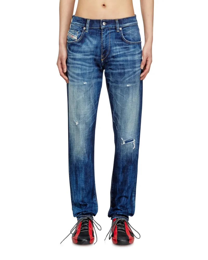 Diesel Slim Jeans Regular Waist 2019 D-Strukt, Dunkelblau, Reißverschluss Blau