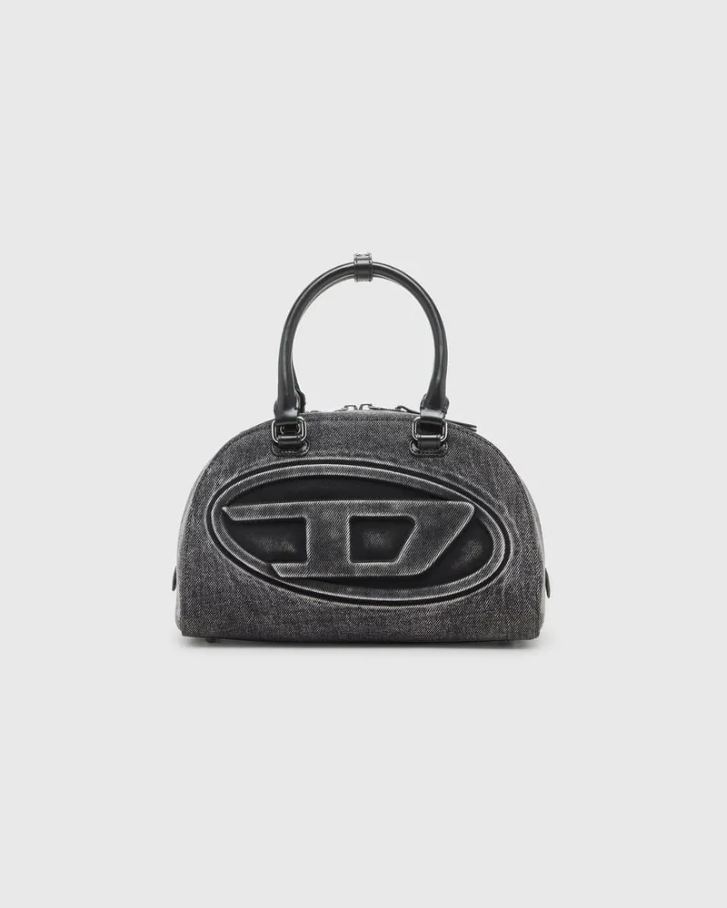 Diesel 1DR Dome-Bowlingtasche aus gewaschenem Denim - Handtaschen - Damen - Grau Grau