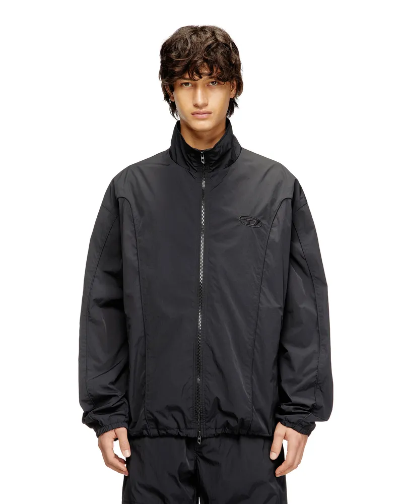 Diesel Jacke aus geknittertem Nylon mit Paspeln - Jacken - Herren - Schwarz Schwarz