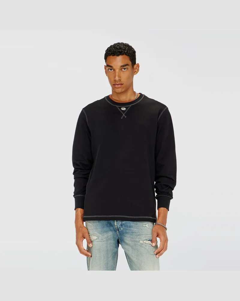 Diesel Baumwoll-Langarmshirt mit Oval D - T-Shirts - Herren - Grau Grau