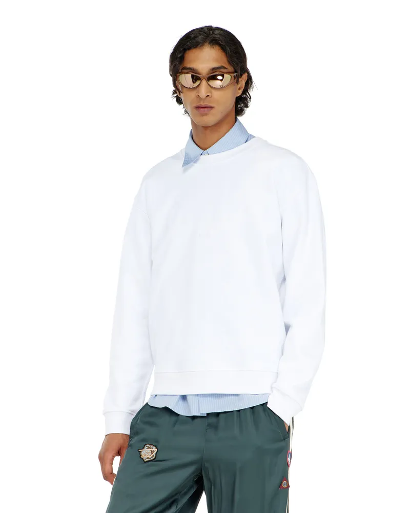 Diesel Baumwoll-Sweatshirt mit Mikro-Logo-Stickerei - Sweatshirts - Herren - Weiss Weiss
