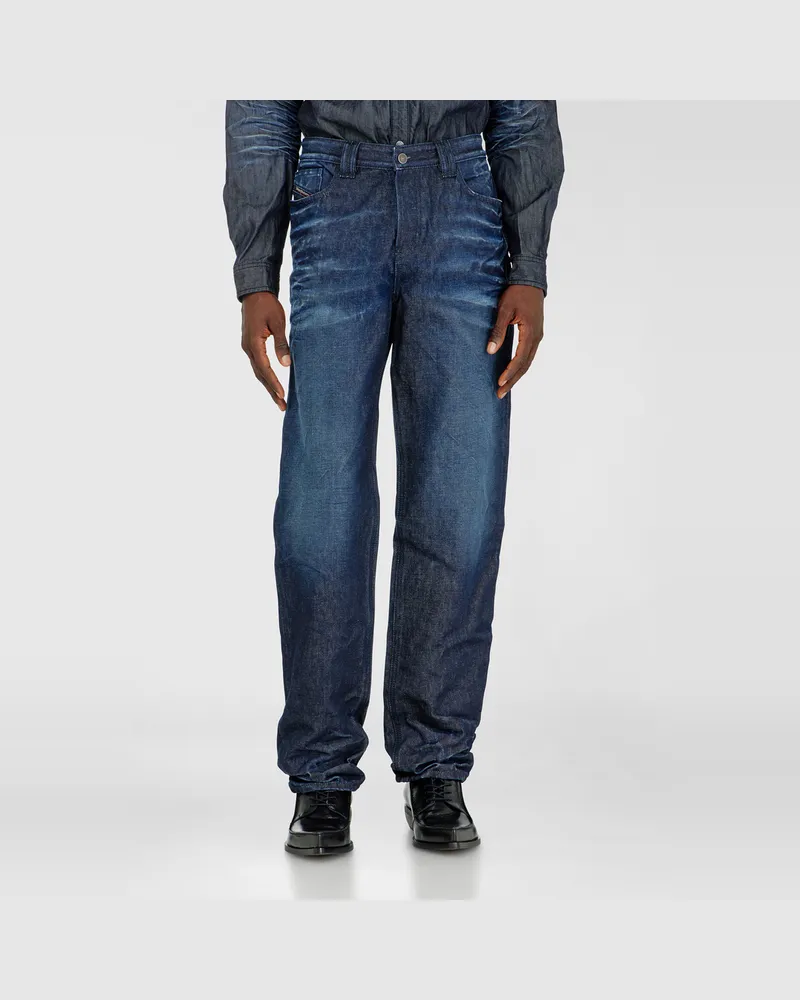 Diesel Regular Jeans High Waist 1991 D-Voeed, Dunkelblau, Knopfverschluss Blau