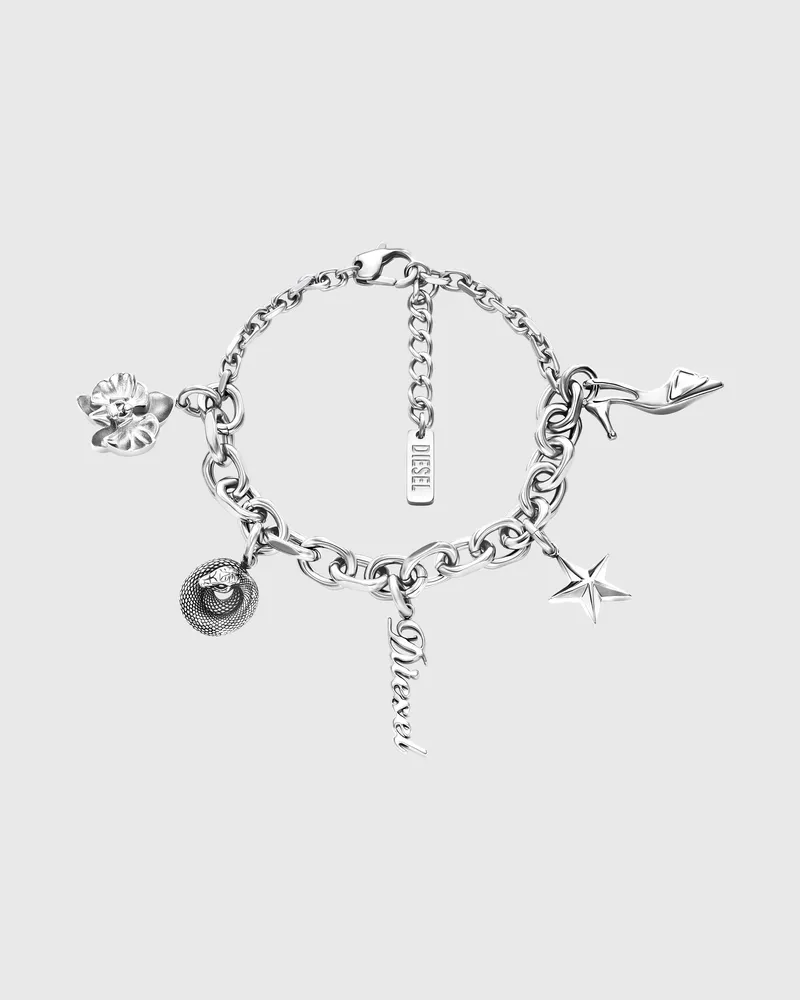 Diesel Charm-Armband aus Edelstahl - Armbänder - Unisex - Silber Silber