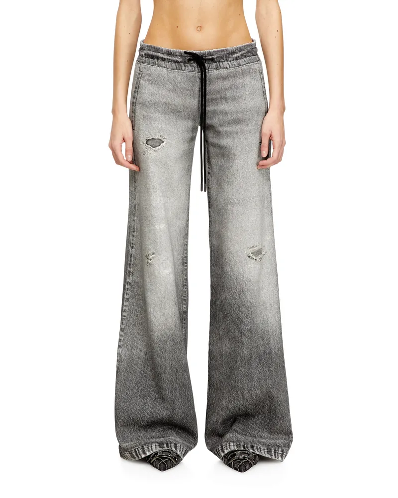 Diesel Relaxed Low Waist 2078 D-Ainty Joggjeans, Grau, Elastischer Bund Grau