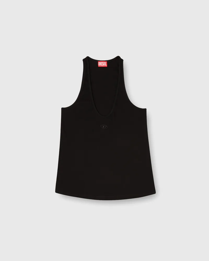 Diesel Geripptes Tanktop mit Oval D - T-Shirts - Damen - Schwarz Schwarz