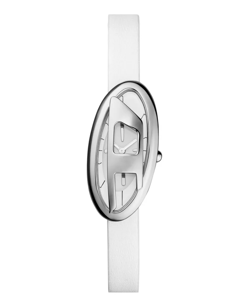 Diesel D-Era Armbanduhr aus weißem Leder mit zwei Zeigern - Uhren - Damen - Weiss Weiss