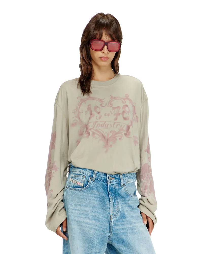 Diesel Langarmshirt aus Baumwolle mit Grafikprint - T-Shirts - Damen - Bunt Bunt