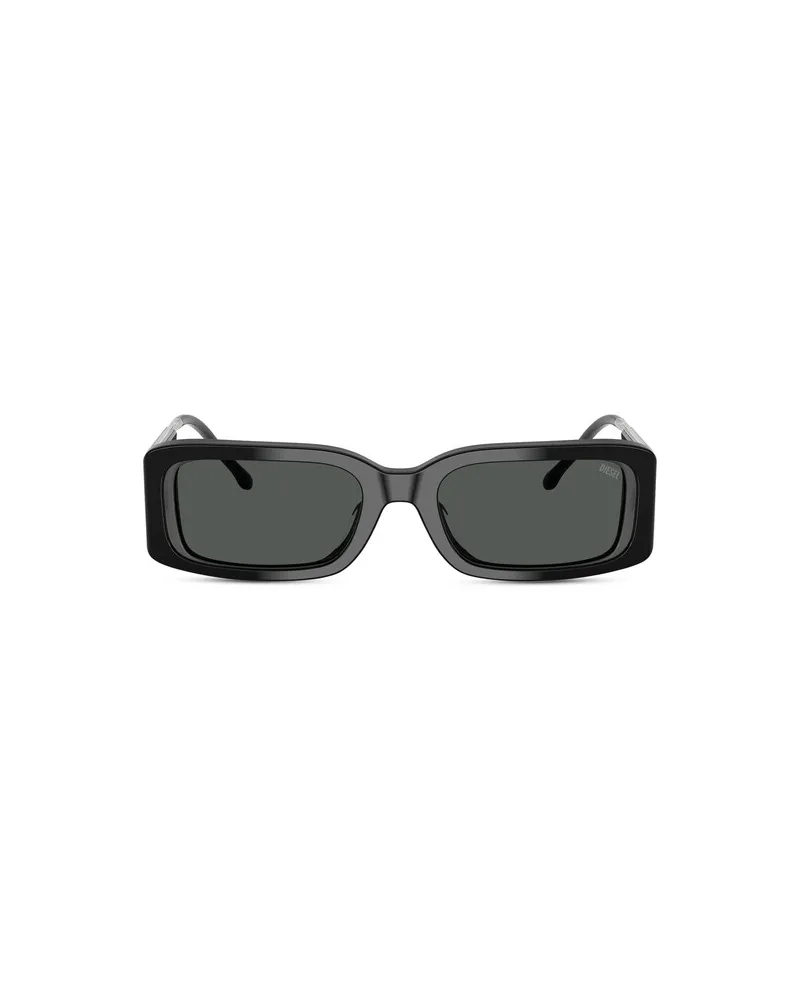 Diesel Rechteckige Sonnenbrille - Sonnenbrille - Unisex - Schwarz Schwarz