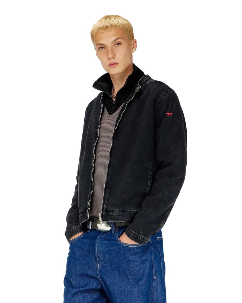 Diesel Bikerjacke aus sauber gewaschenem Denim - Denim jacken - Herren - Schwarz Schwarz
