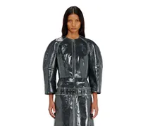 Patent-leather jacket mit Cocoon-Ärmeln - Lederjacken - Damen - Grau