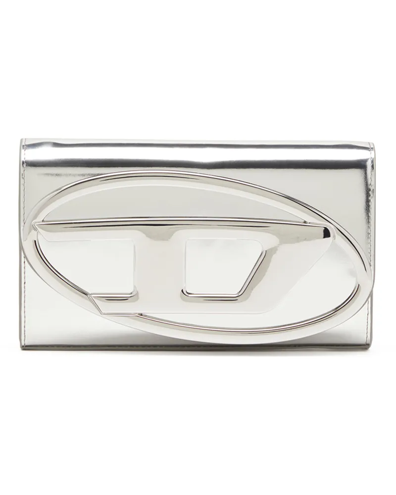 Diesel Wallet Bag aus Hochglanz-Leder - Portemonnaies mit Umhängegurt - Damen - Silber Silber
