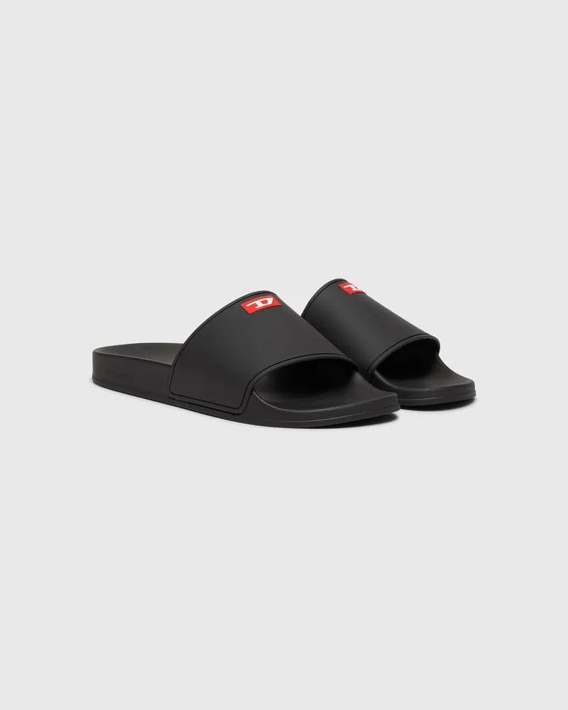 Diesel Sa-Swim-Pool-Slides aus Gummi mit D-Logo - Pantoletten - Herren - Schwarz Schwarz