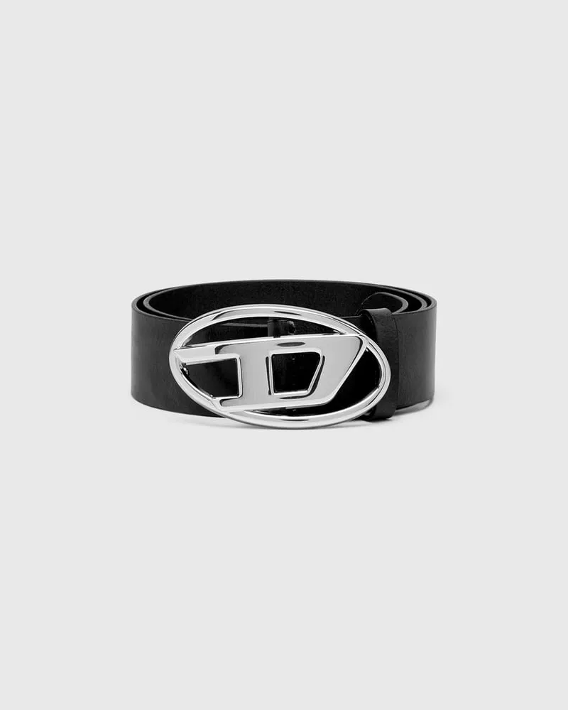 Diesel 3.9cm Gürtel mit glänzender Oval D-Schnalle - Gürtel - Damen - Schwarz Schwarz