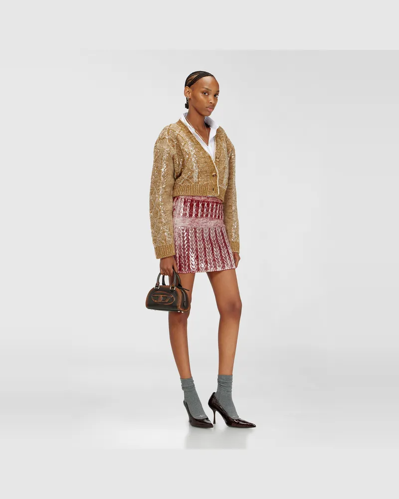Diesel Wollstrick-Cardigan mit Pailletten - Strickwaren - Damen - Gold Gold