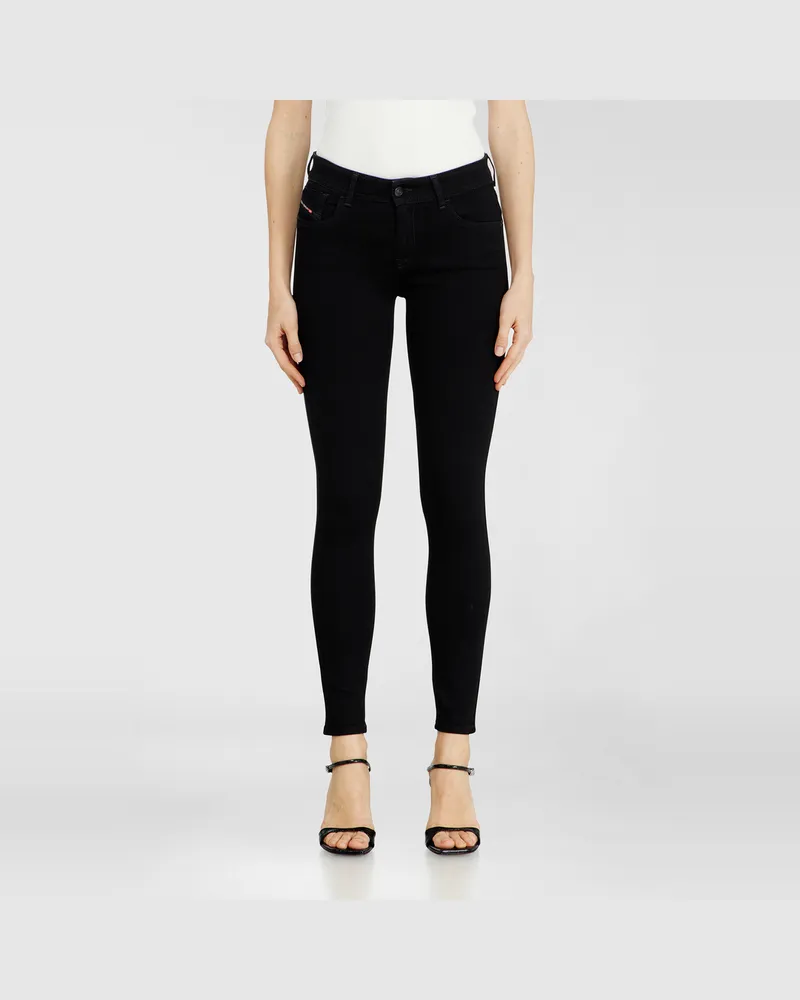 Diesel Skinny Jeans Regular Waist 2017 Slandy, Schwarz/Dunkelgrau, Reißverschluss Schwarz