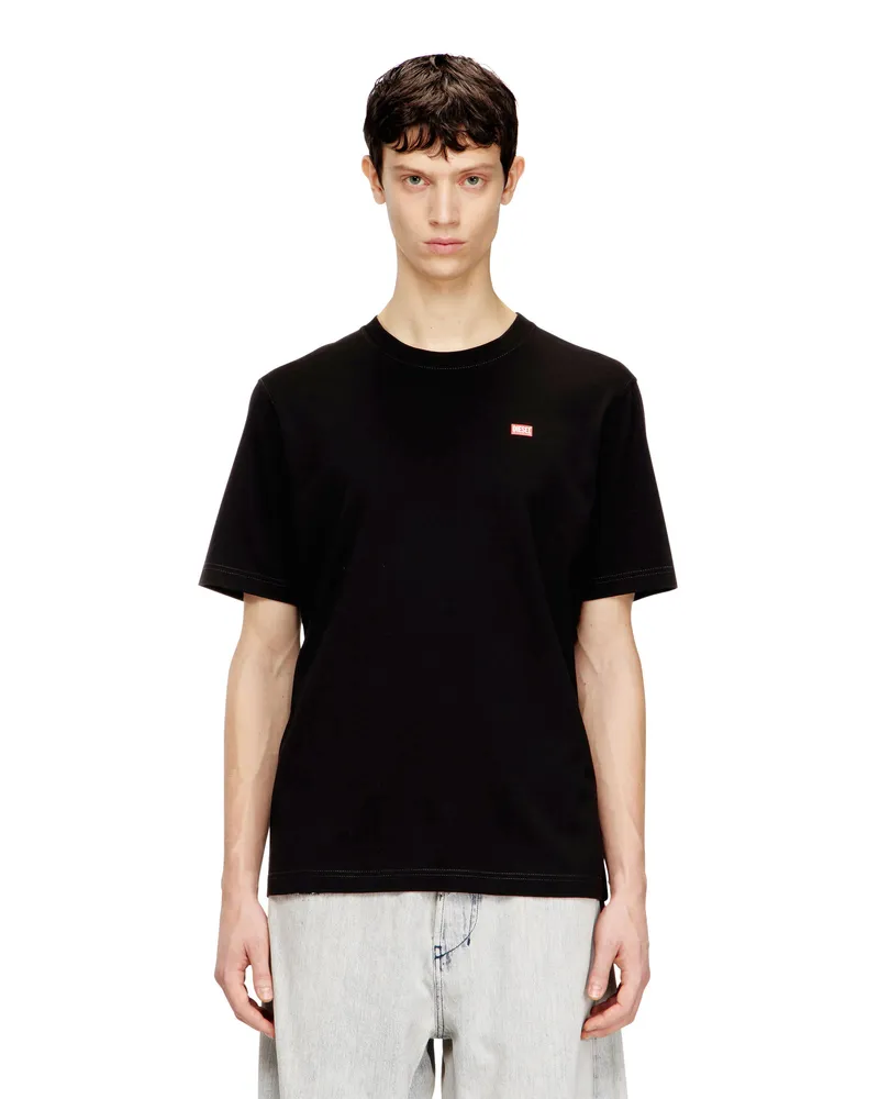 Diesel Reguläres T-Shirt mit Diesel-Patch und Fotoprint - T-Shirts - Herren - Schwarz Schwarz