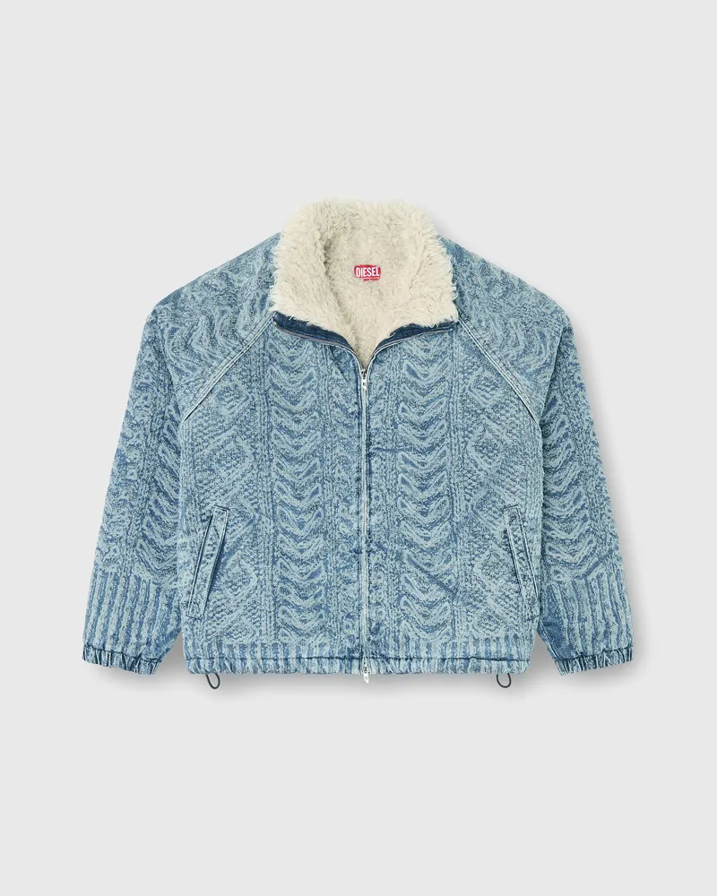 Diesel Jacke aus Denim mit Zopfmuster-Effekt - Denim jacken - Herren - Blau Blau