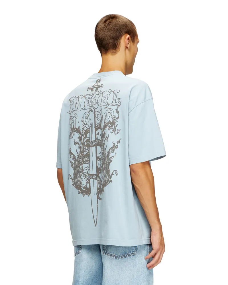 Diesel Locker geschnittenes T-Shirt mit Grafikdruck und Logo - T-Shirts - Herren - Blau Blau