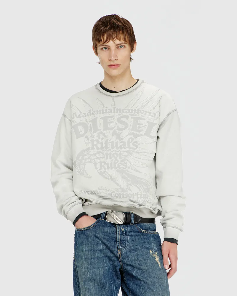 Diesel Sweatshirt mit dévoré-Print - Sweatshirts - Herren - Grau Grau