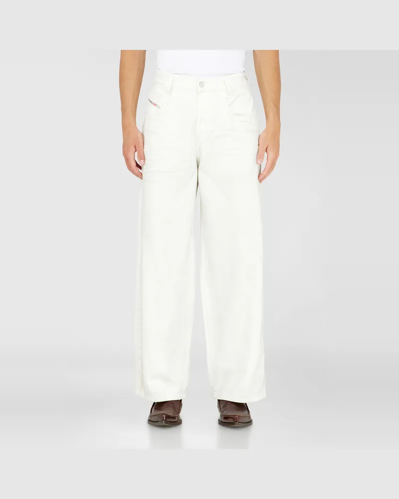 Diesel Relaxed Jeans High Waist 1982 D-Hakou, Weiß, Knopfverschluss Weiss