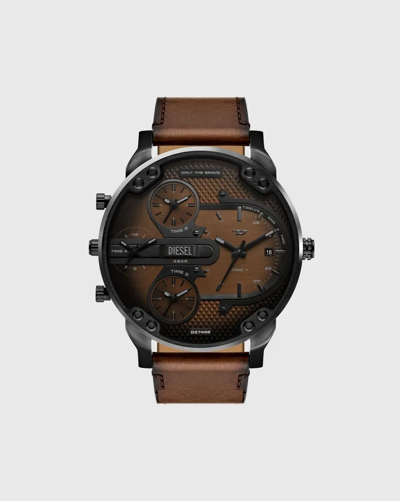 Diesel Mega Chief Slim Braunlederuhr - Uhren - Herren - Braun Braun