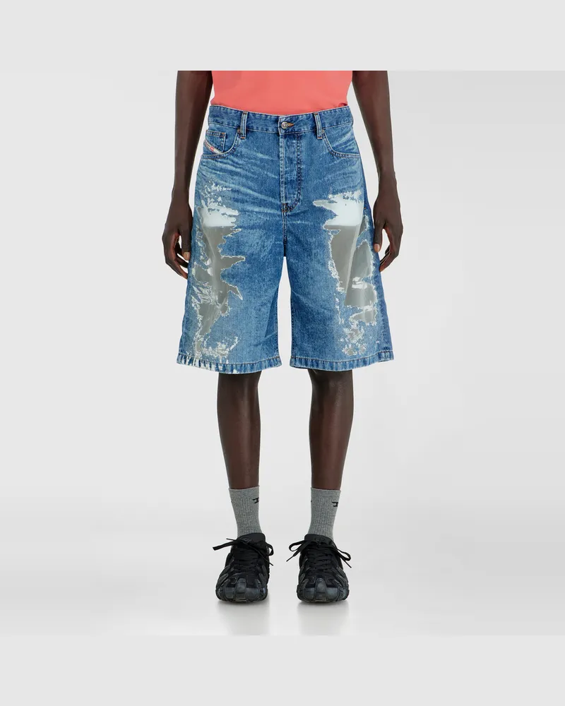 Diesel Shorts aus devoré-denim - Denim Kurze Hose - Unisex - Blau Blau