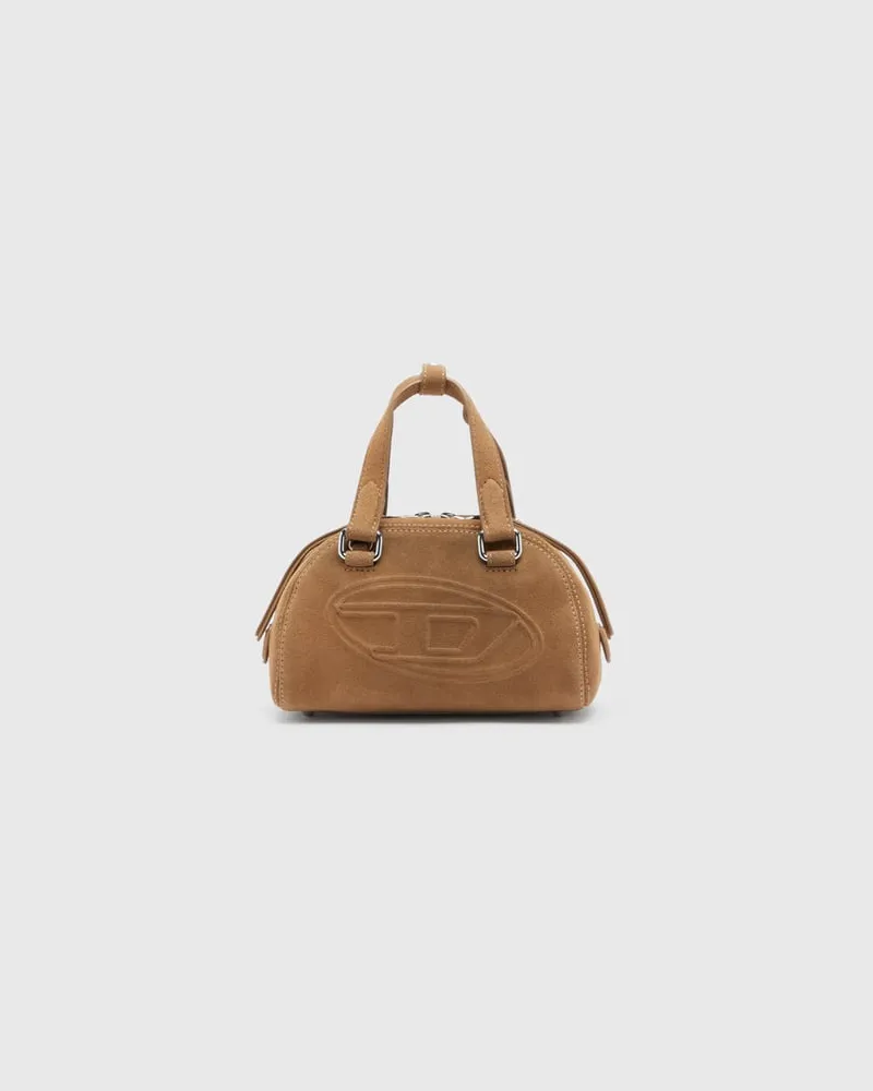 Diesel 1DR Dome-Kleine-Bowlingtasche aus Veloursleder - Schultertaschen - Unisex - Beige Beige