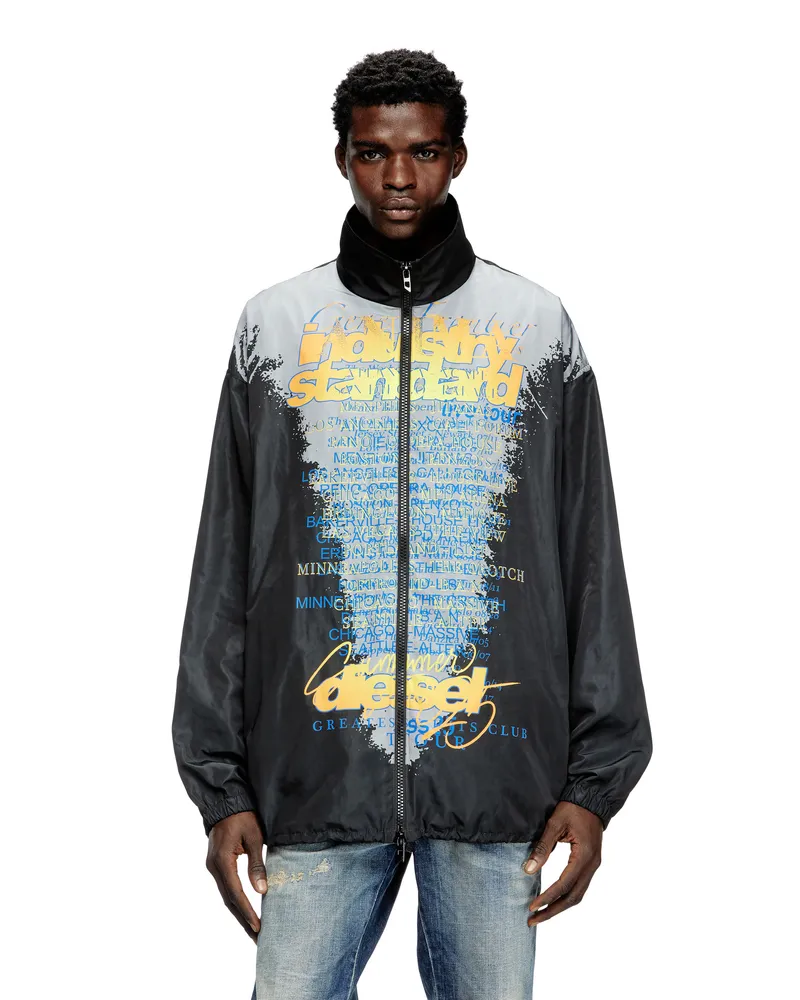 Diesel Tech-Jacke aus Jersey mit Text-Print - Jacken - Unisex - Schwarz Schwarz