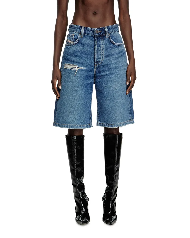 Diesel Shorts aus Denim mit gerissenen Details - Kurze Hosen - Damen - Blau Blau