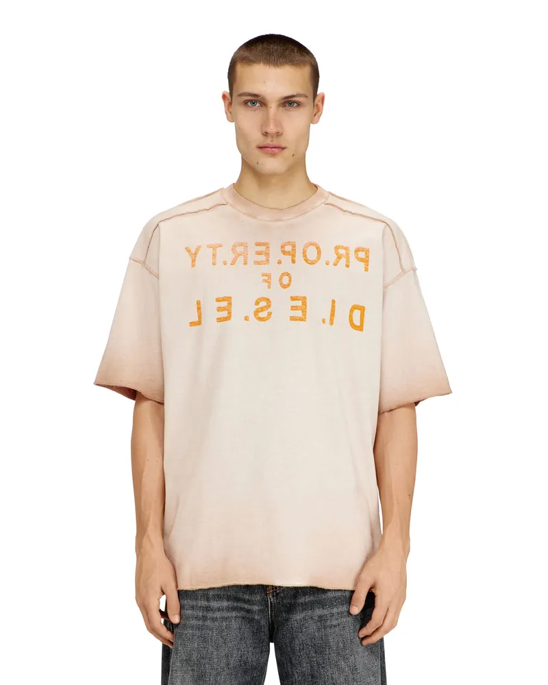 Diesel Entspanntes Baumwoll-T-Shirt mit Print vorne und hinten - T-Shirts - Herren - Beige Beige