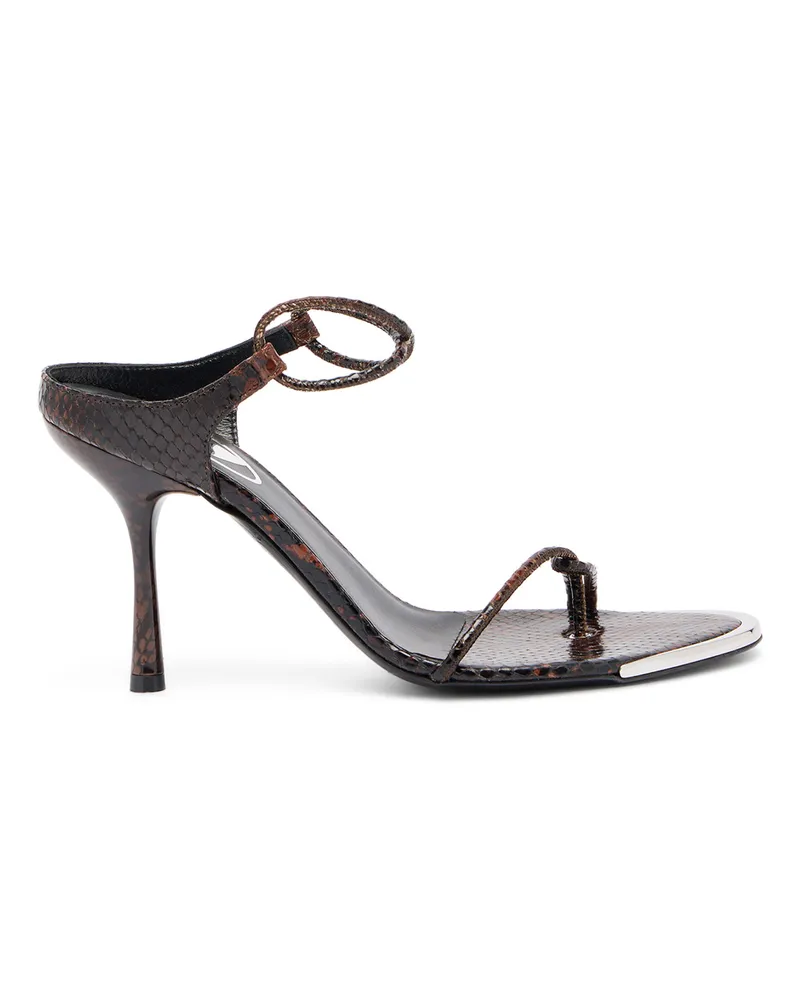 Diesel D-Diam's-Sandale mit dünnem Riemchen aus Leder in Krokoprägung - Sandalen - Damen - Braun Braun