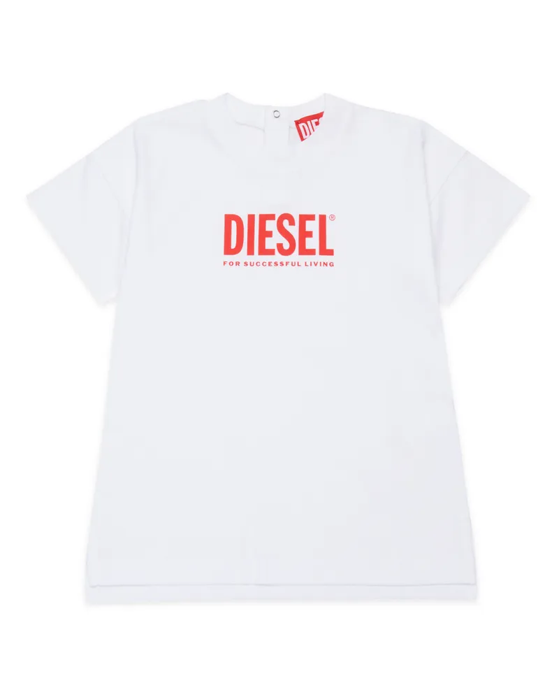 Diesel Baumwoll-T-Shirt mit Logoprint - Out of water - Damen - Weiss Weiss