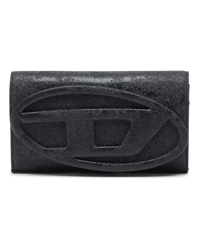 Diesel Portemonnaie-Tasche aus Glitter-Camo-Lurex - Portemonnaies mit Umhängegurt - Damen - Schwarz Schwarz