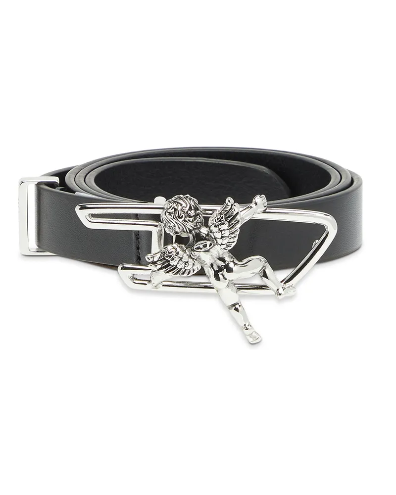 Diesel 2 cm Ledergürtel mit Cherub D Umriss-Schließe - Gürtel - Damen - Schwarz Schwarz