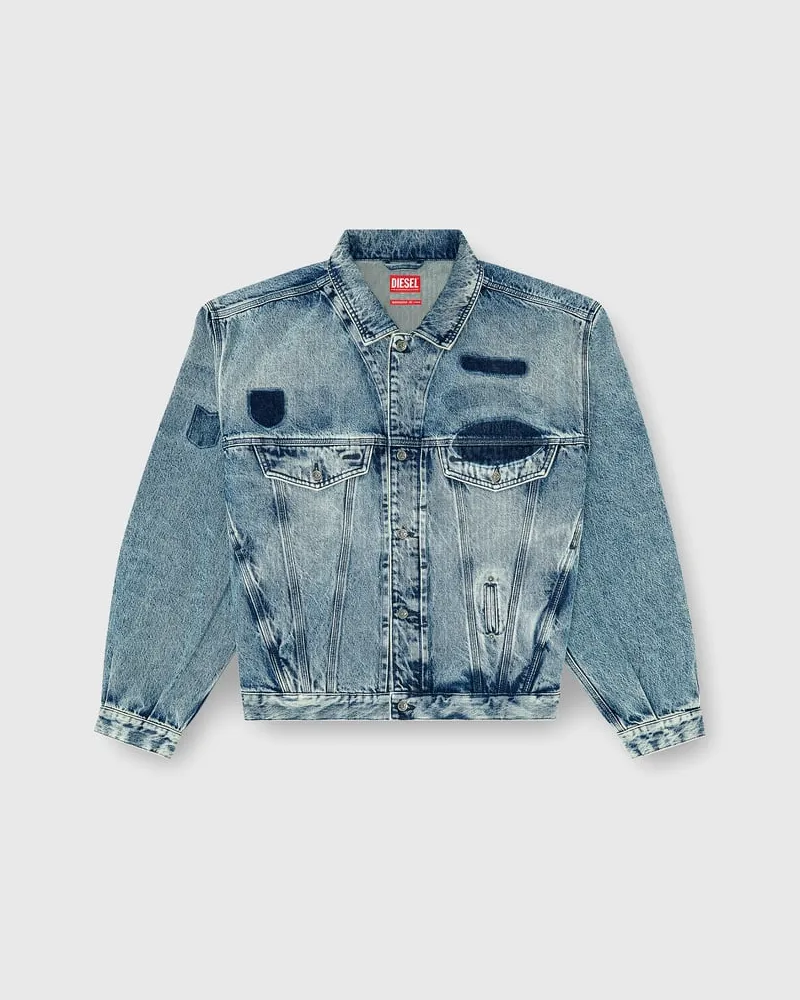 Diesel Trucker-Jacke mit Patch-Effekten - Denim jacken - Unisex - Blau Blau