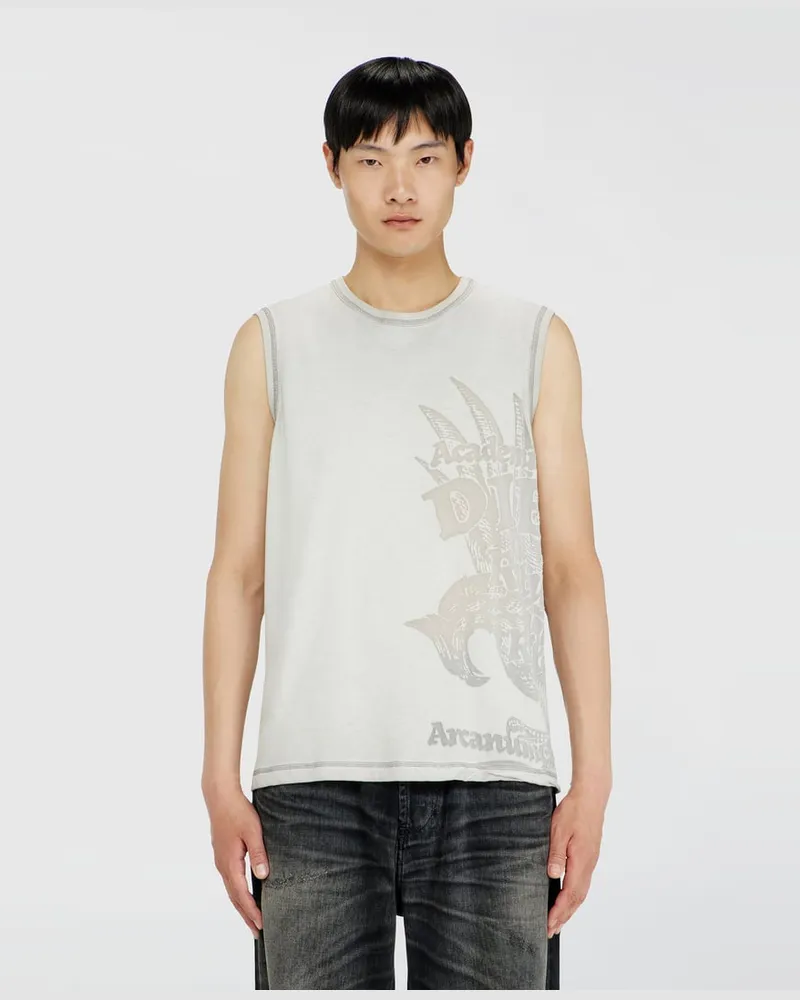 Diesel Ärmelloses Jersey-Top mit geprägten Grafiken - T-Shirts - Herren - Grau Grau