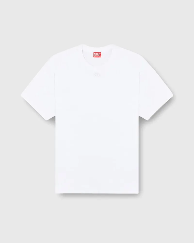 Diesel Locker geschnittenes Baumwoll-T-Shirt mit Oval D Stickerei - T-Shirts - Herren - Weiss Weiss