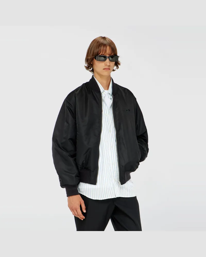 Diesel Gesteppte Bomberjacke mit Oval-D-Stickerei - Winterjacken - Herren - Schwarz Schwarz