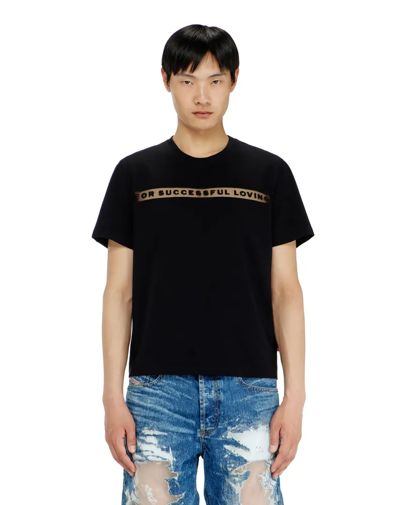 Diesel T-Shirt mit For Successful Loving Logo - T-Shirts - Unisex - Schwarz Schwarz