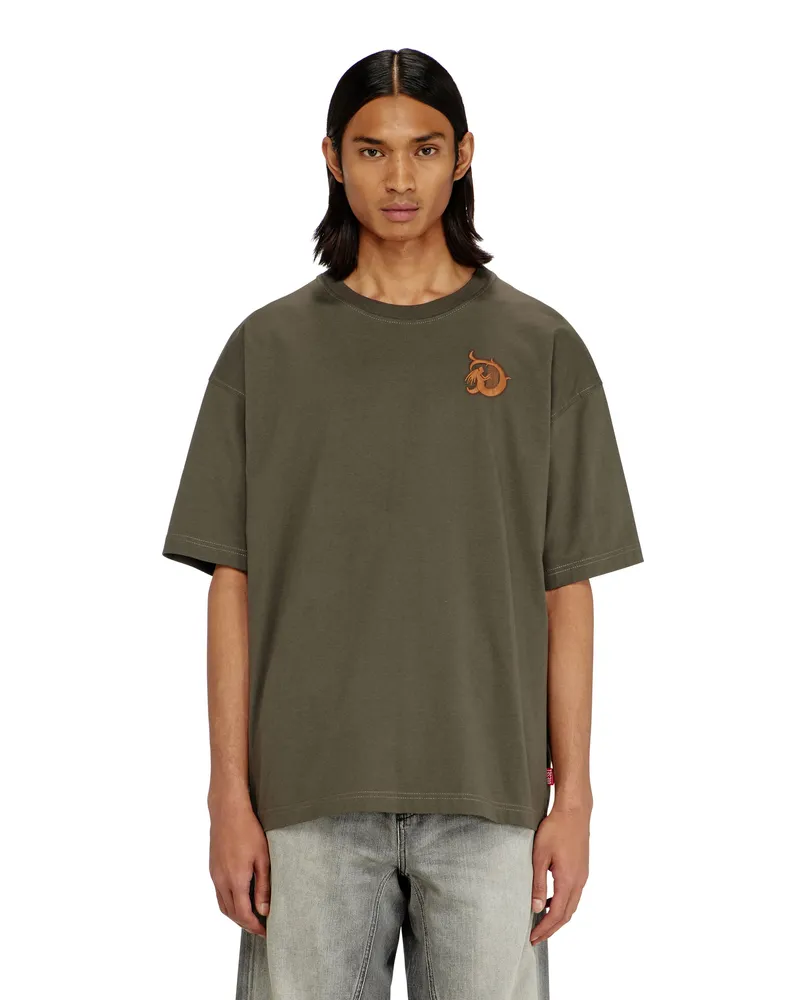 Diesel Jersey-T-Shirt mit Flockprint - T-Shirts - Herren - Grün Grün