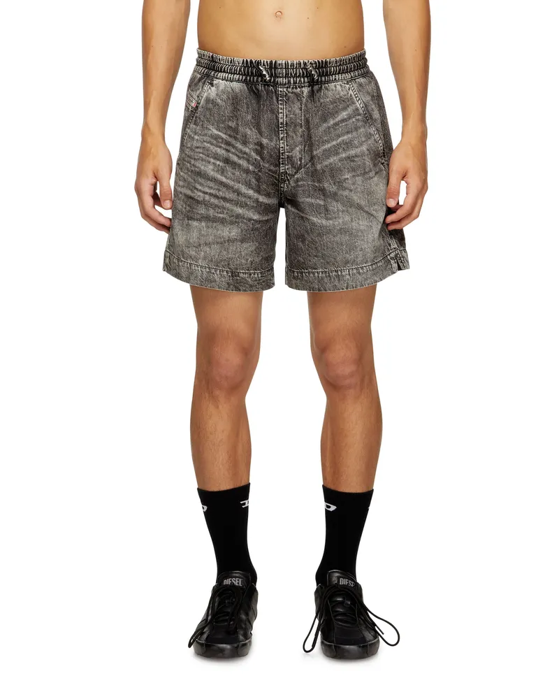 Diesel Shorts aus marmoriertem Denim - Denim Kurze Hose - Unisex - Schwarz Schwarz