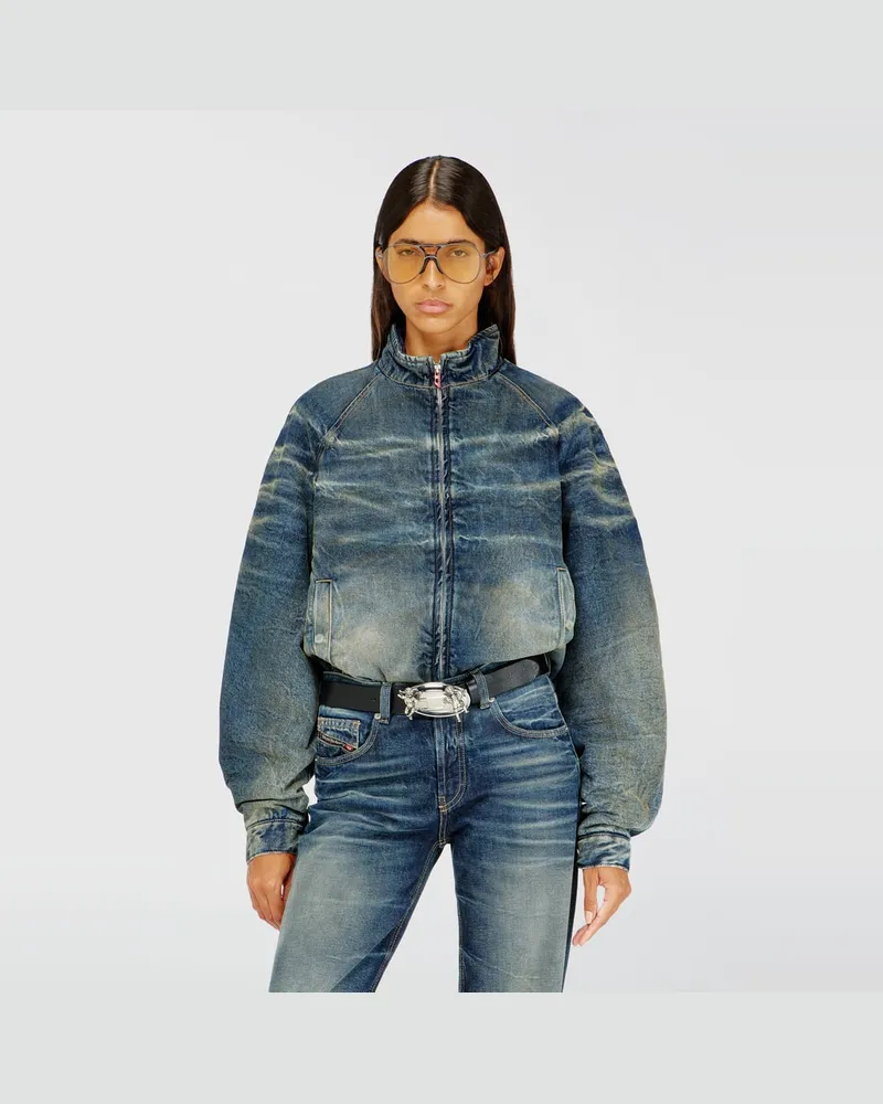 Diesel Gefütterte Jacke aus Denim mit schmutzigem Knittereffekt - Denim jacken - Damen - Blau Blau