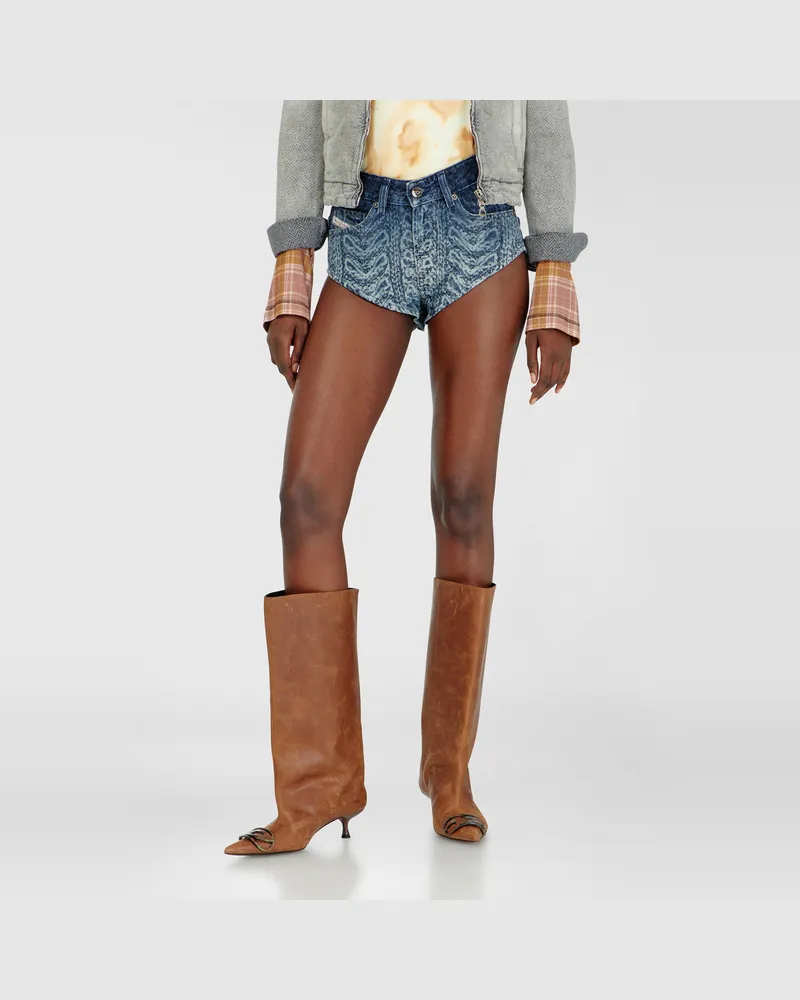 Diesel Hotpants aus Denim mit Zopfmuster-Effekt - Kurze Hosen - Damen - Blau Blau