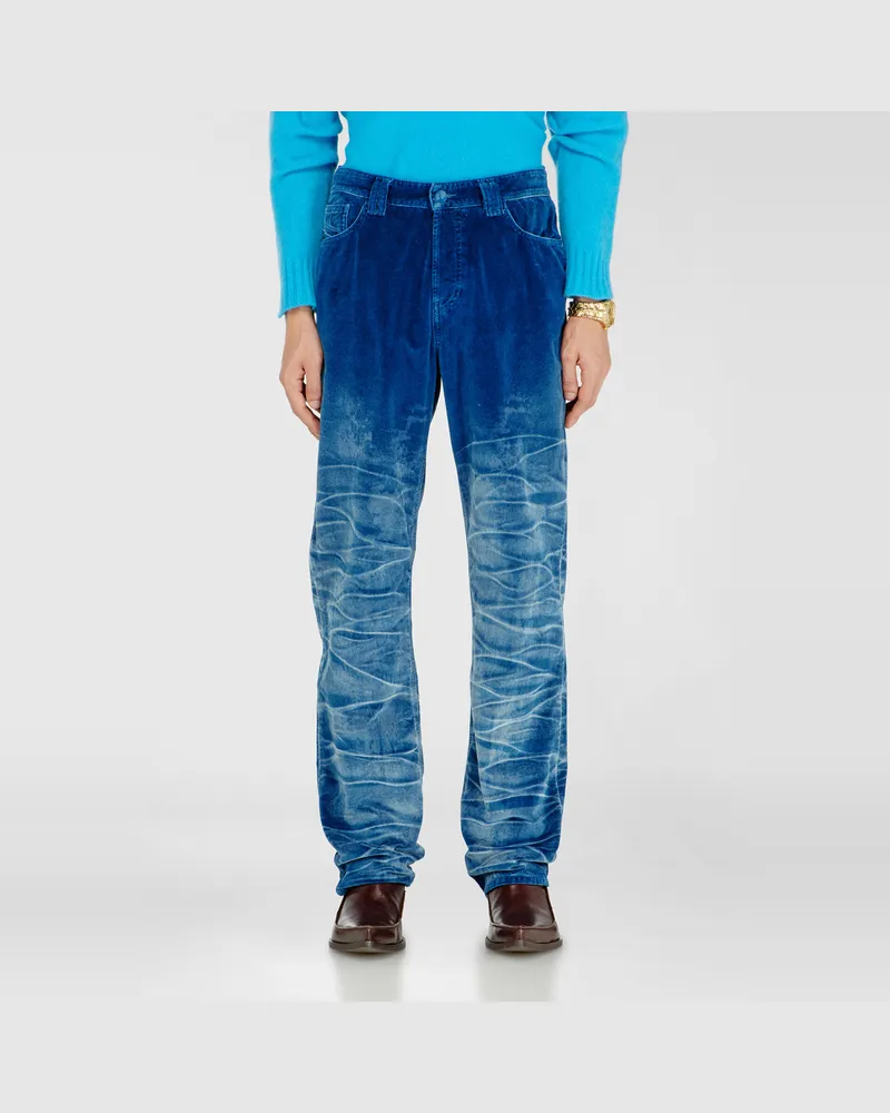 Diesel Regular Jeans High Waist 1991 D-Voeed, Dunkelblau, Knopfverschluss Blau