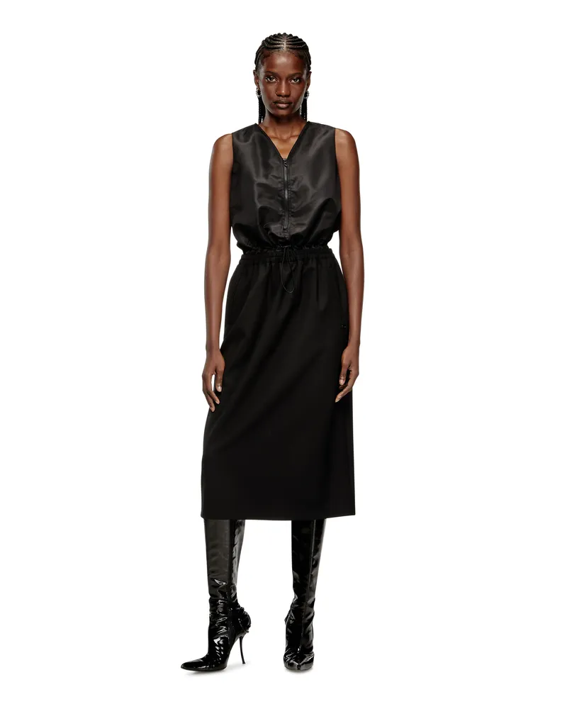 Diesel Midikleid mit Rock aus Wolle - Kleider - Damen - Schwarz Schwarz